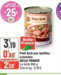 Petit Salé Aux Lentilles Cuisinées Belle France