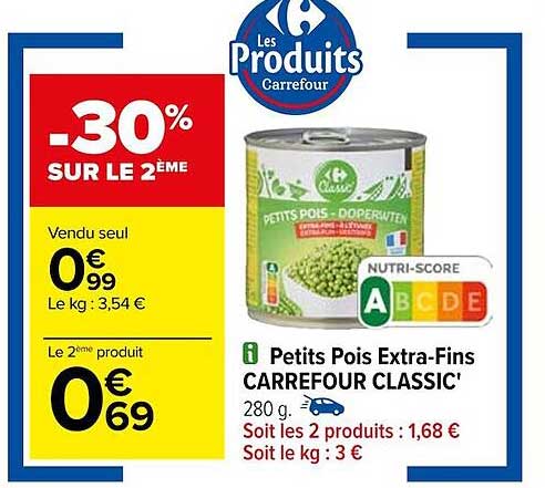 petits pois extra-fins carrefour classic'