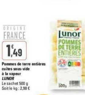 pommes de terre entières cuites sous-vide à la vapeur lunor