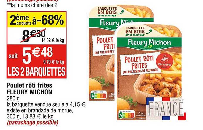 poulet  roti frites fleury michon
