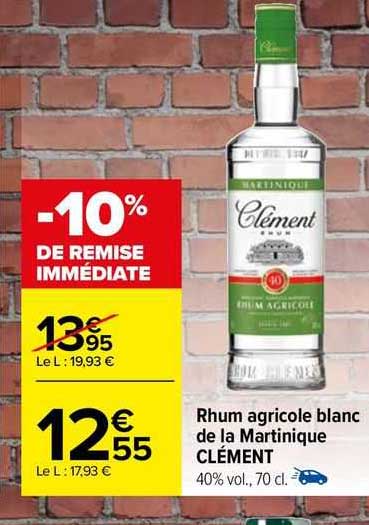 Rhum Agricole Blanc De La Martinique Clément