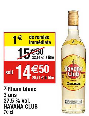 rhum blanc 3 ans 37,5% vol. havana club