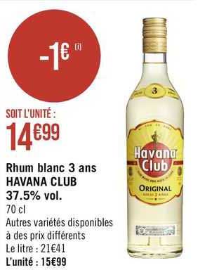 rhum blanc 3 ans havana club 37.5% vol.