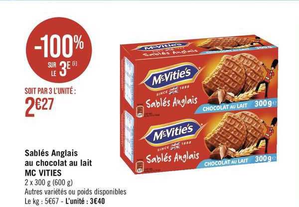 sablés anglais au chocolat au lait mc vities