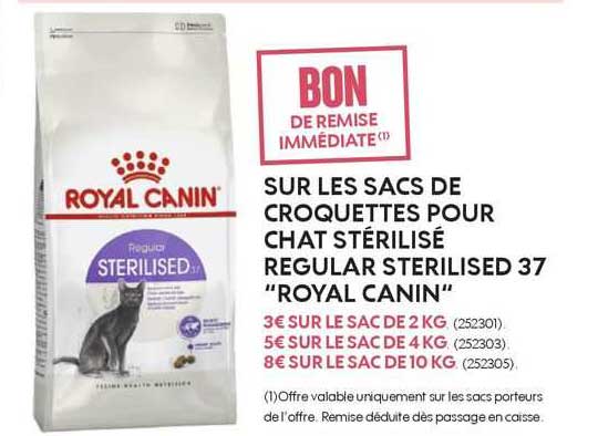sacs de croquettes pour chat stérilisé regular sterilised 37 "royal canin"