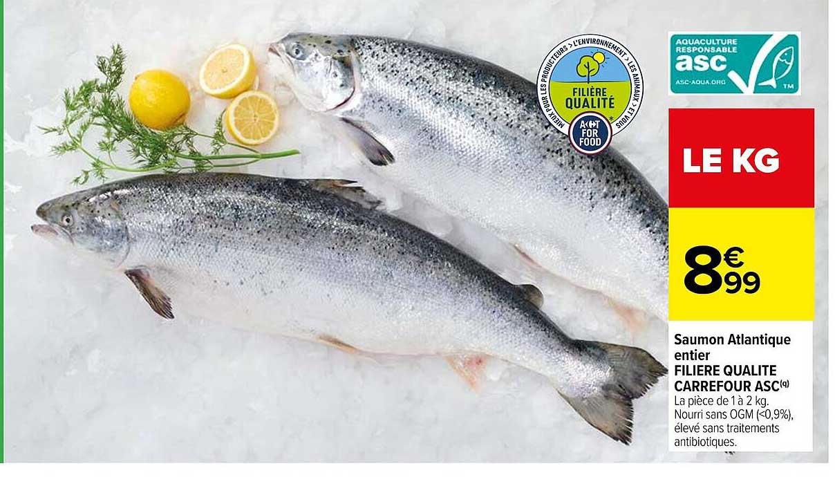 Saumon Atlantique Entier  Fliere Qualite Carrefour Asc