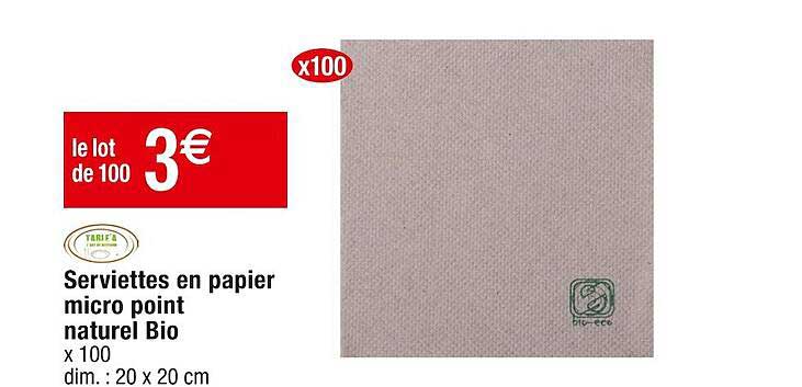 serviettes  en papier micro  point naturel bio