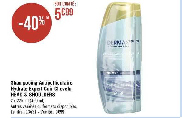 shampooing antipelliculaire hydrate expert cuir chevelu head & shoulders