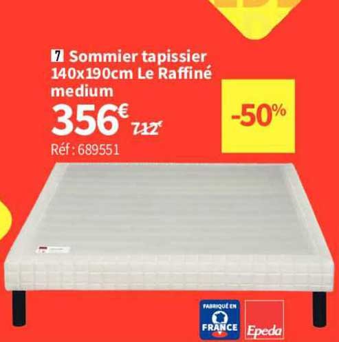 sommier tapissier 140 x 190 cm le raffiné medium