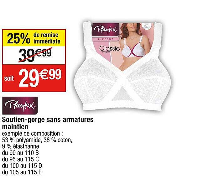 soutien-gorge sans armatures maintien