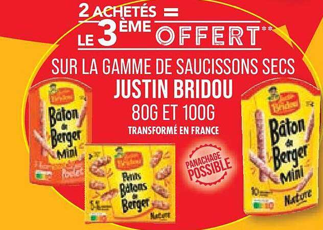 sur la gamme de saucissons secs justin bridou
