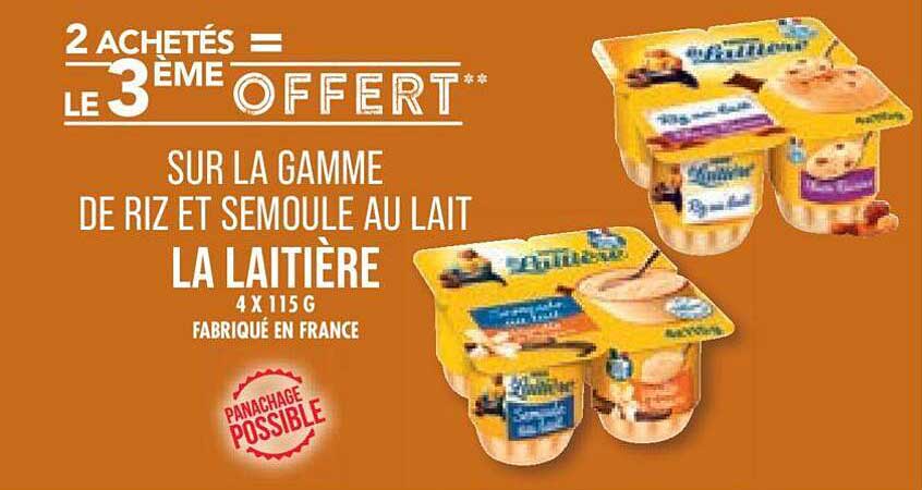 sur la gamme dse riz et semoule au lait la laitiere