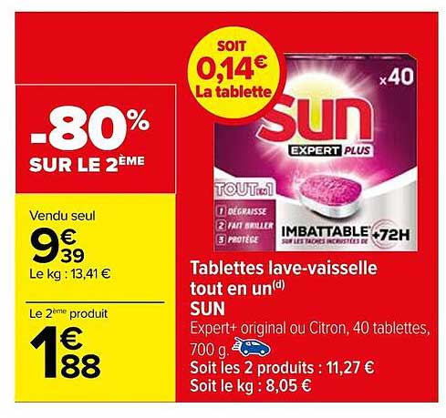 Tablettes Lave-vaisselle Tout En Un Sun