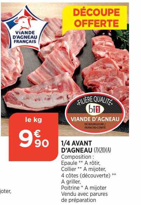 1-4 avant d'agneau