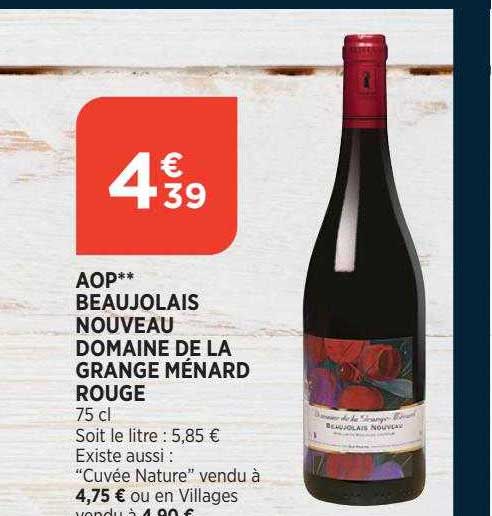 aop beaujolais nouveau domaine de la grange ménard rouge