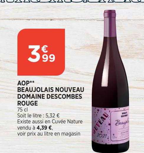 aop beaujolais nouveau domaine descombes rouge