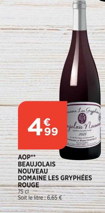 aop beaujolais nouveau domaine les gryphées rouge