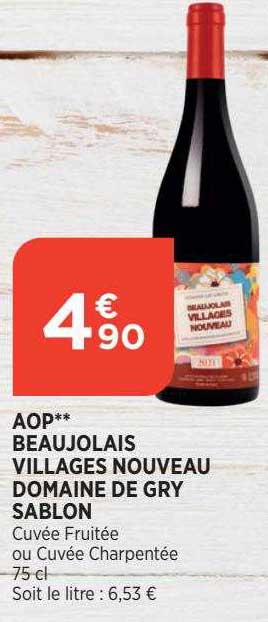 aop beaujolais villages nouveau domaine de gry sablon