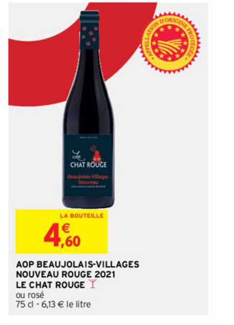 aop beuajolais-villages nouveau rouge 2021 le chat rouge
