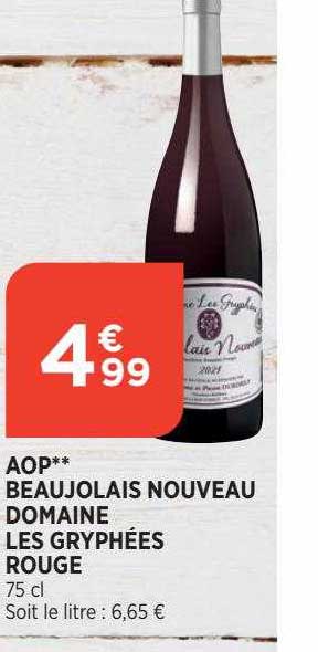 aop beujolais nouveau domaine les gryphées rouge