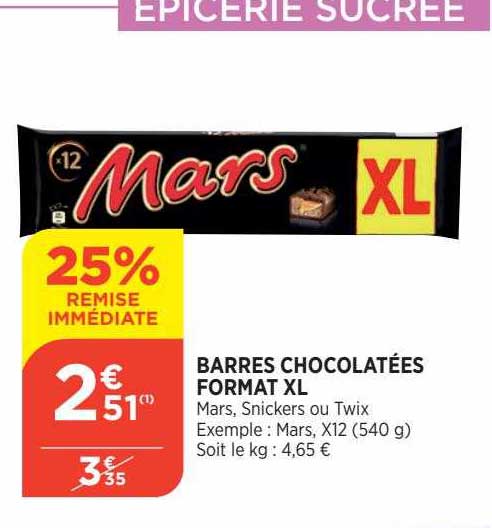barres chocolatées format xl