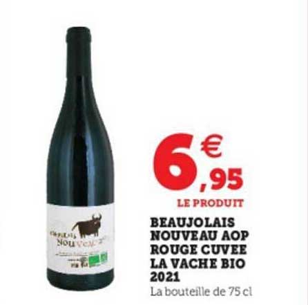 beaujolais nouveau aop rouge cuvée la vache bio 2021