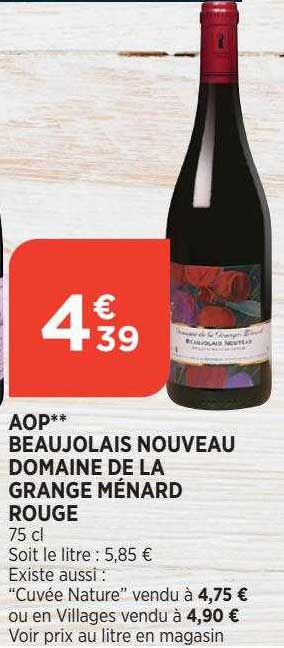beaujolais nouveau domaine de la grange ménard rouge