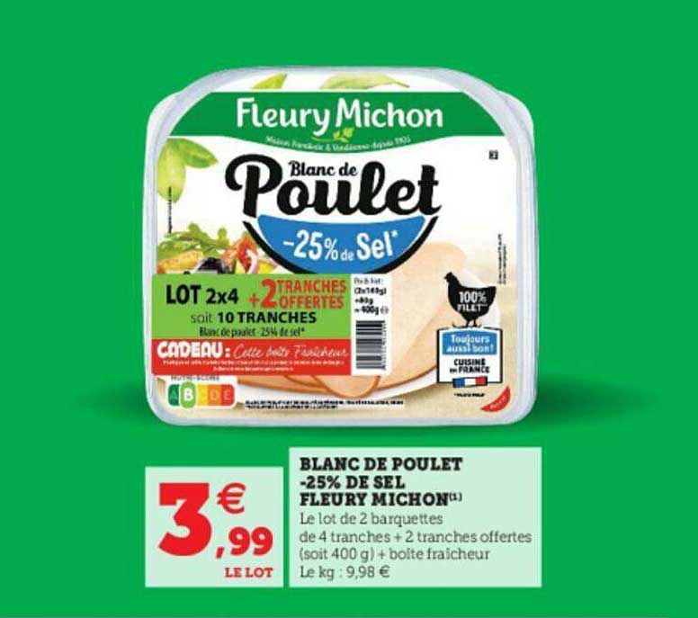 blanc de poulet -25% de sel fleury michon