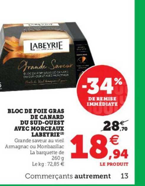 Bloc De Foie Gras De Canard Du Sud-oeust Avec Morceaux Labeyrie