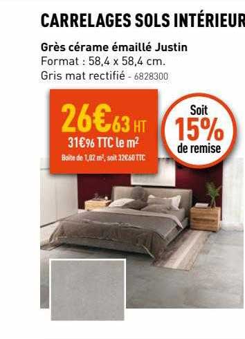 carrelages sols intérieur : grès cérame émaillé justin