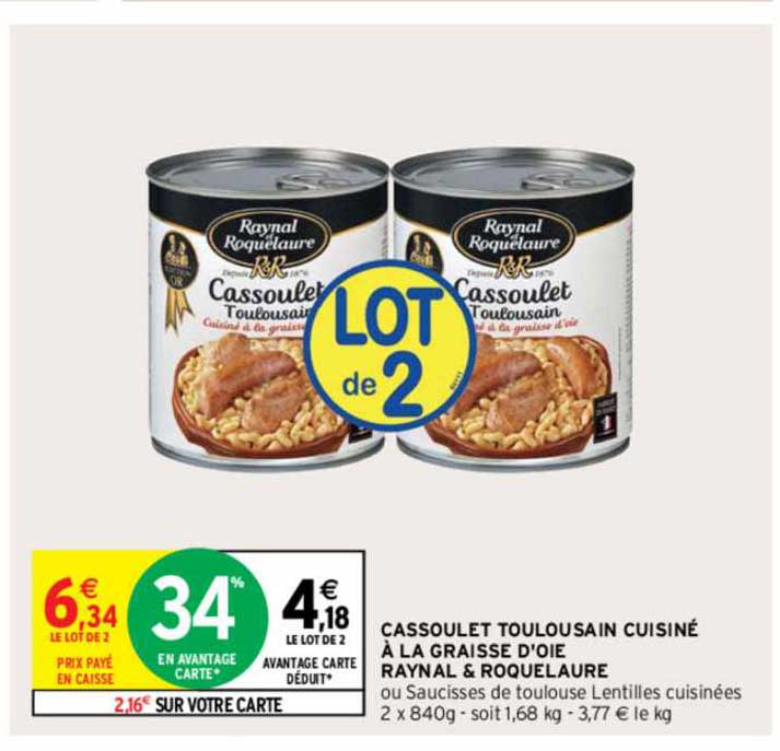 cassoulet toulousain cuisiné à la graisse d'oie raynal & roquelaure
