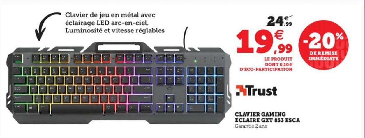 clavier gaming éclairage gxt 853 esca