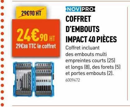 coffret d'embouts impact 40 pièces novipro