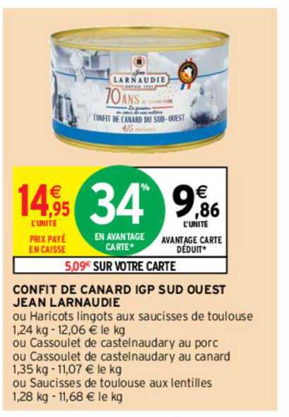 confit de canard igp sud ouest jean larnaudie