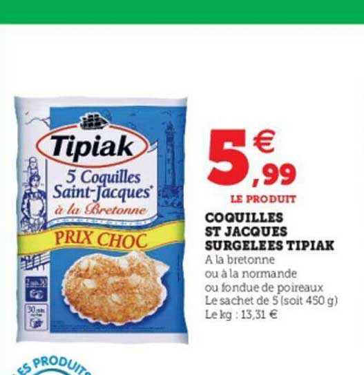 coquilles st jacques surgelées tipiak