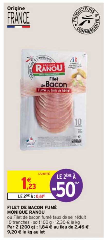 filet de bacon fumé monique ranou le 2ème à -50%