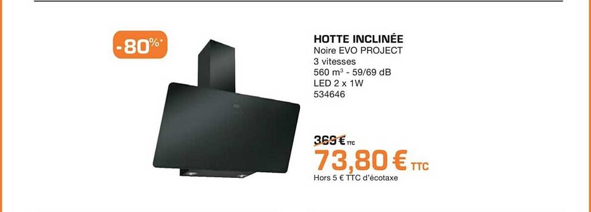 hotte inclinée noire evo project
