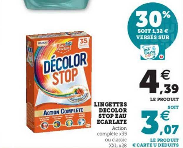 lingettes décolor stop eau écarlate
