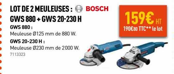 lot de 2 meuleuses : gws 880 + gws 20-230h bosch