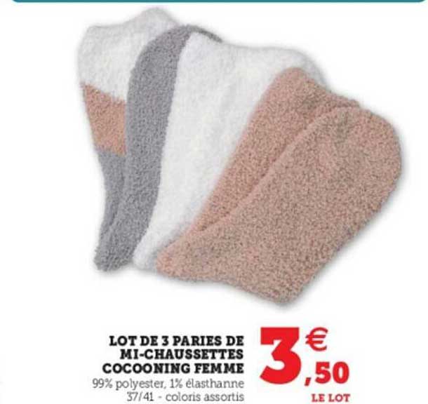 lot de 3 paires de mi-chaussettes cocooning femme