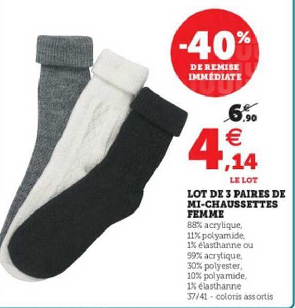 Lot De 3 Paires De Mi-chaussettes Femme