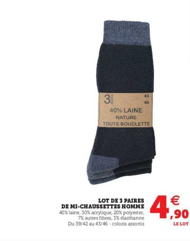 lot de 3 paires de mi-chaussettes homme