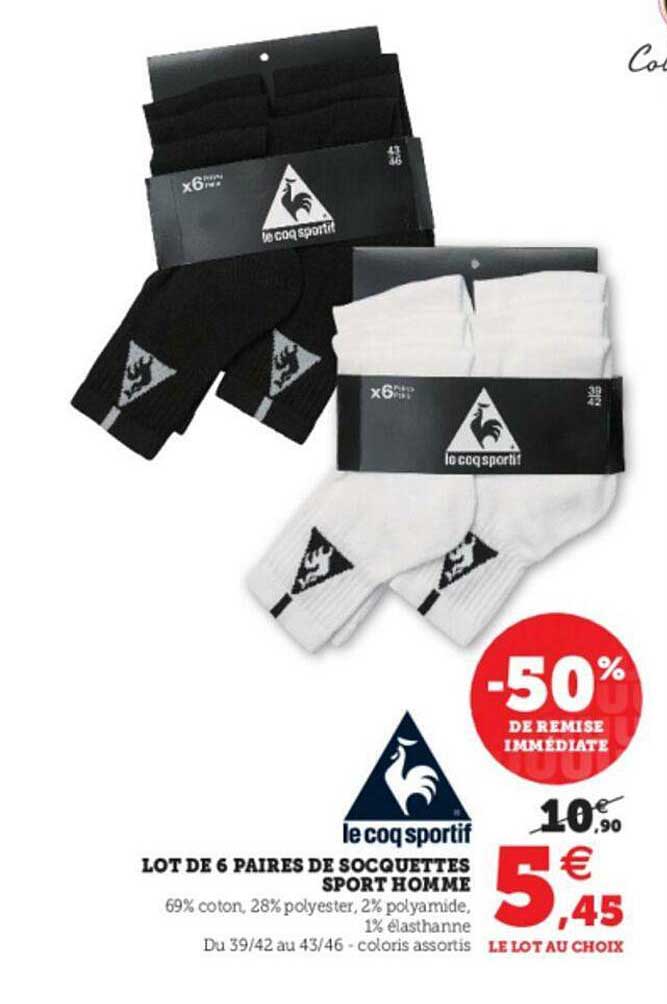 lot de 6 paires de socquettes sport homme le coq sportif