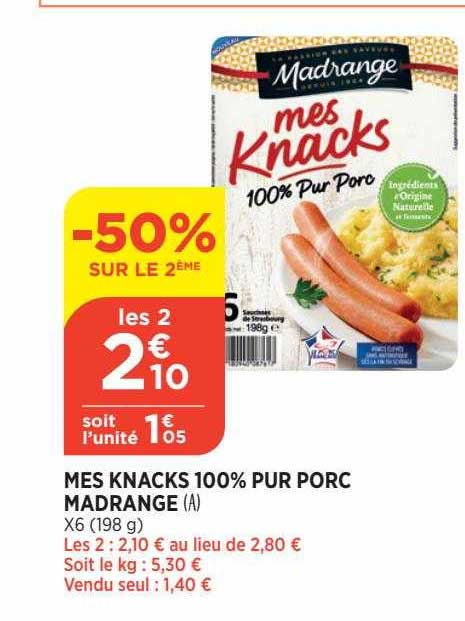 mes knacks 100% pur porc madrange