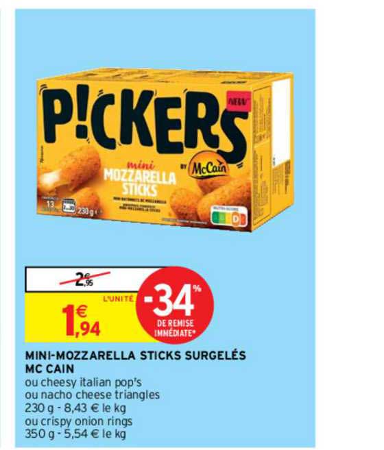 mini-mozzarella sticks surgelés mc cain