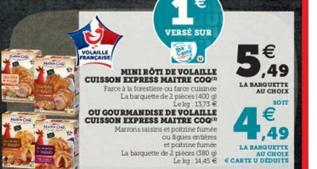 mini rôti de volaille cuisson express maître coq ou gourmandise de volaille cuisson express maître coq