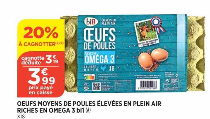 Oeufs Moyens De Poules élevées En Plein Air Riches En Oméga 3 Bi1