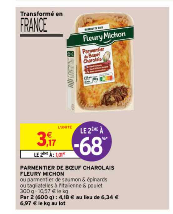 parmentier de bœuf charolais fleury michon le 2ème à -68%