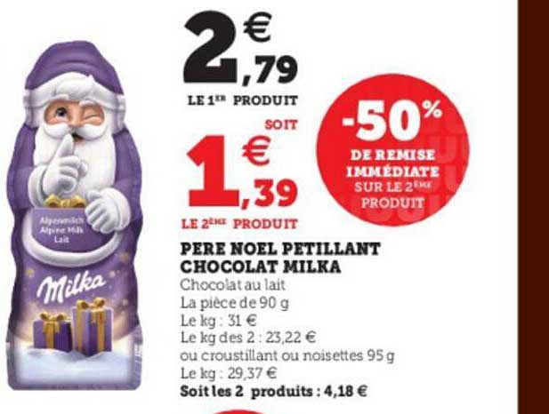 père noël pétillant chocolat milka