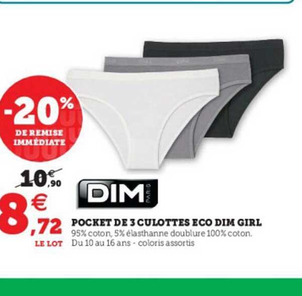 pocket de 3 culottes éco dim girl